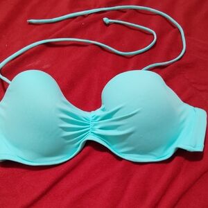 Victoria's Secret Blue Bikini Bandeau Top with Underwire Support